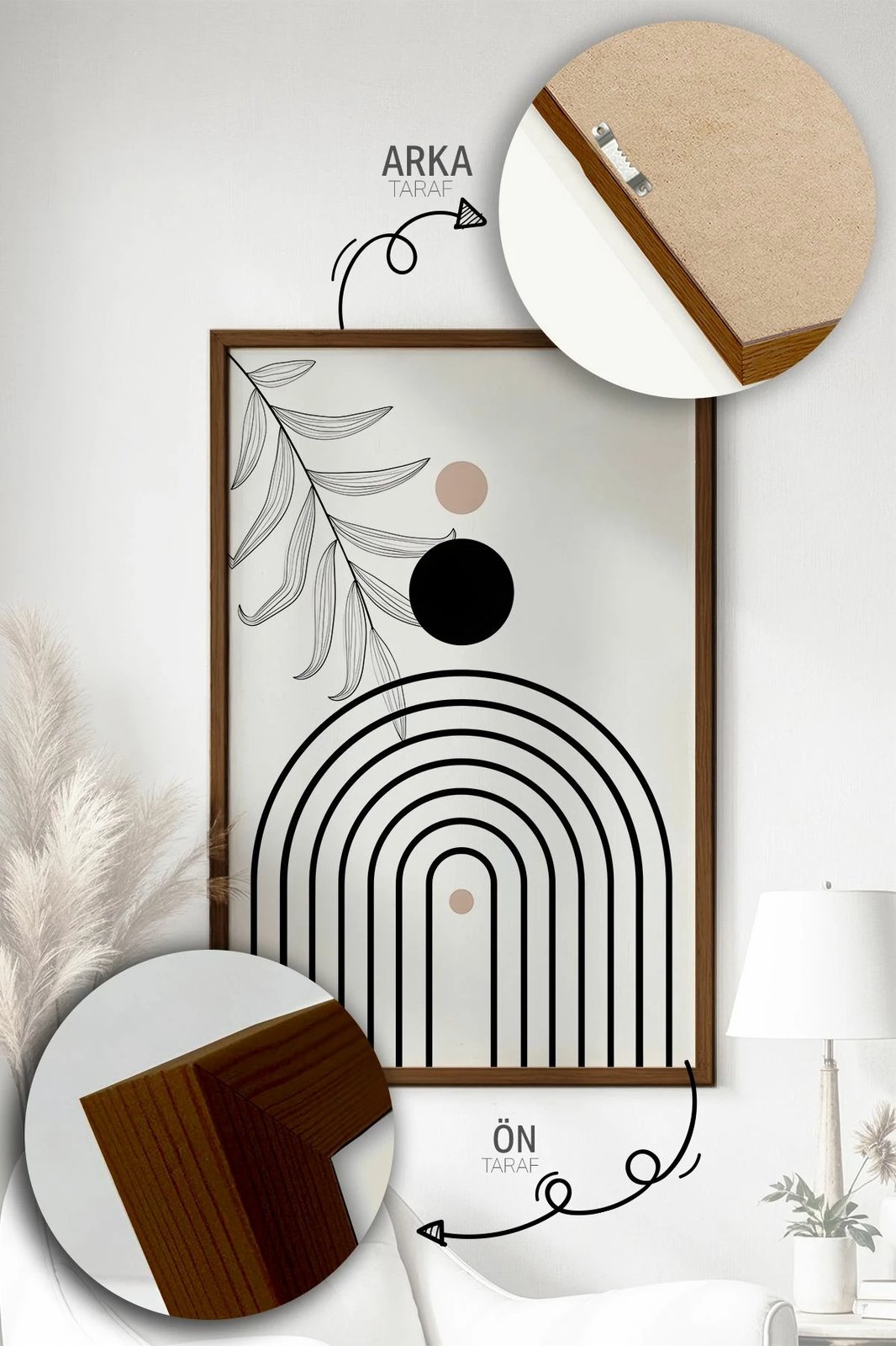 Set pikturash dekorative me kornizë (3 copë), Wallity, Artvmodel42-Kahve