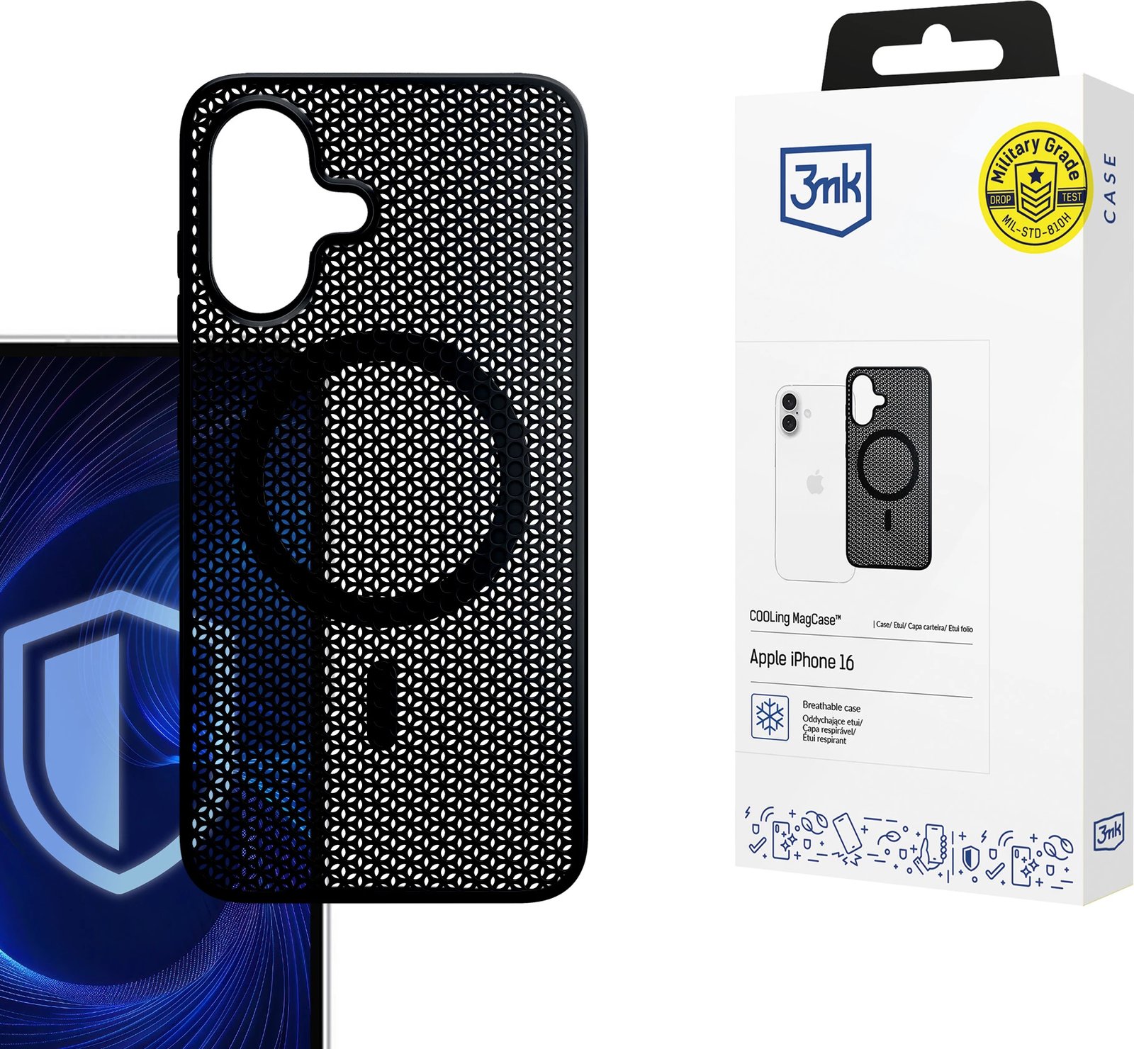 Mbështjellës 3mk COOLing MagCase për iPhone 16, i zi