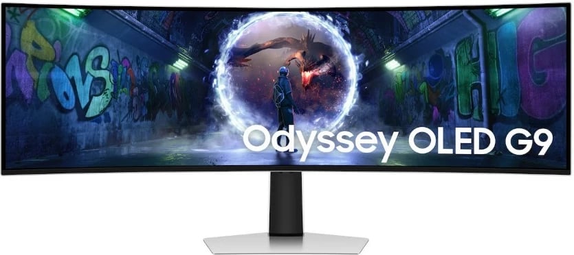 Monitor gaming, Samsung, Odyssey G93SD LS49DG934SUXEN, 49" 32:9 OLED Dual QHD 240Hz 0.03ms, i lakuar 1800R, VESA 100x100, Silver