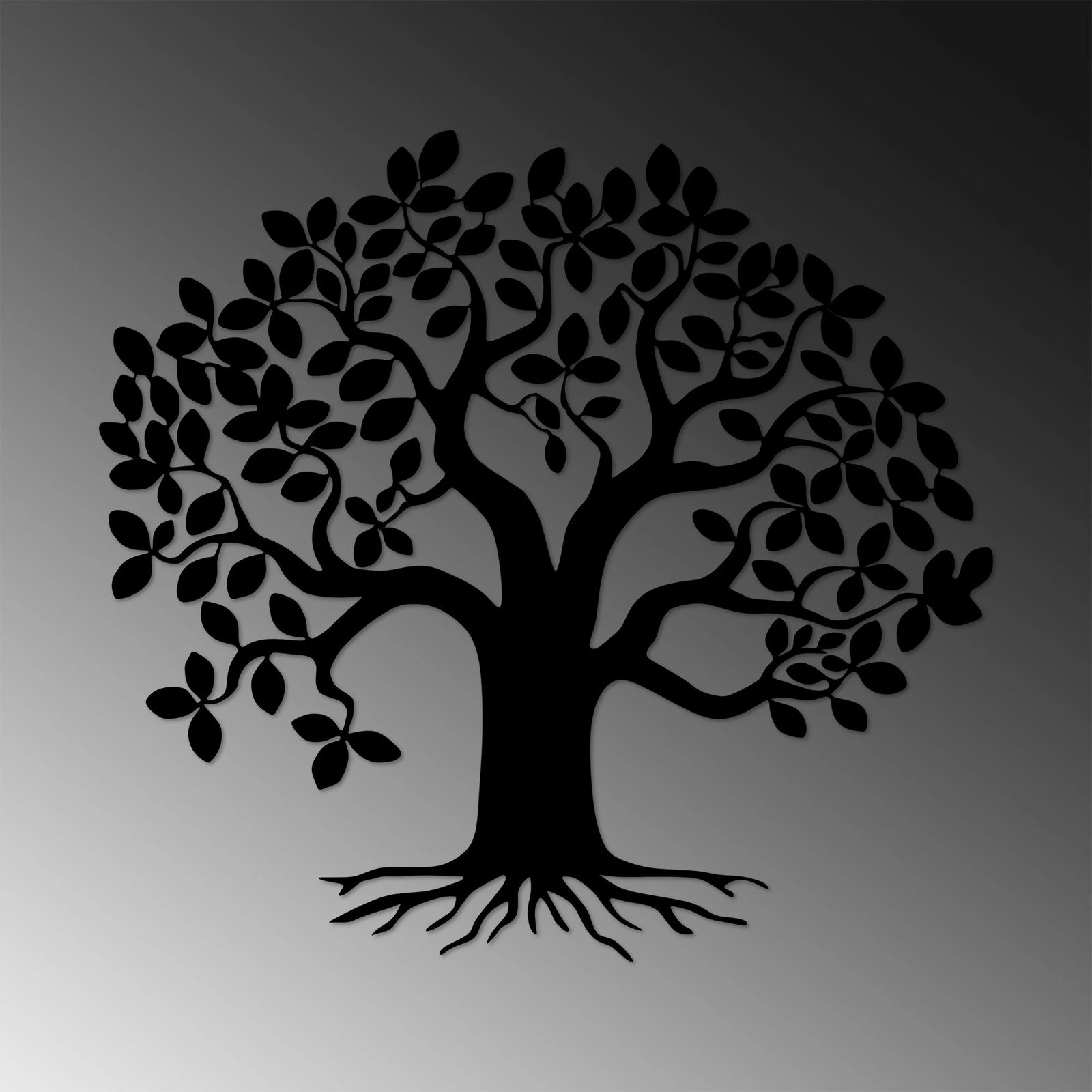 Aksesor dekorativ metalik për mur, Wallity, Monumental Tree 9, ngjyrë e zezë, 70x65cm