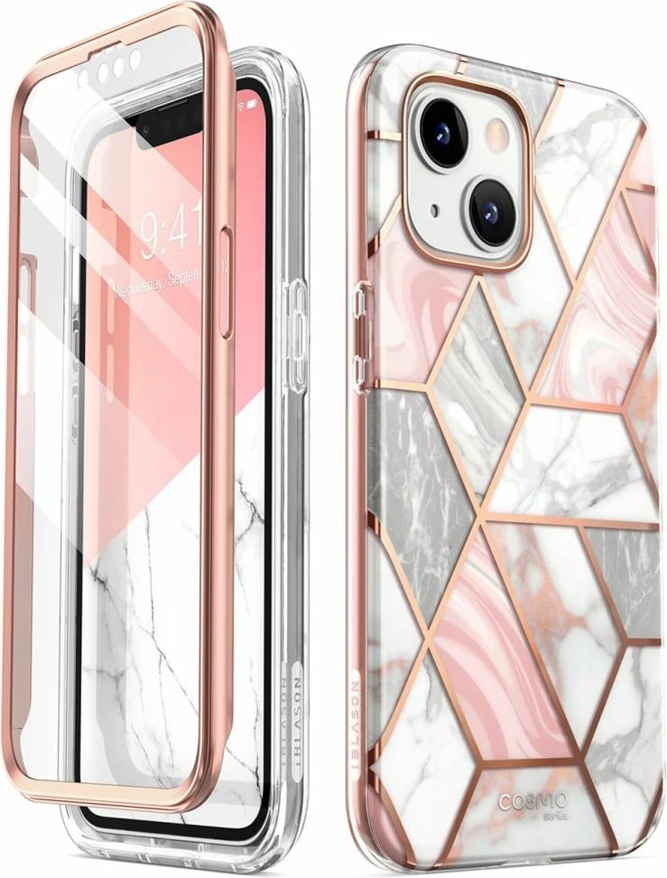 Mbështjellës Supcase Cosmo për iPhone 14 Plus, mermer rozë