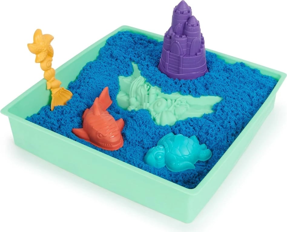 Set rërë kinetike SPIN MASTER, Sandbox Set, 1lb, me vegla dhe forma, ngjyra të përziera