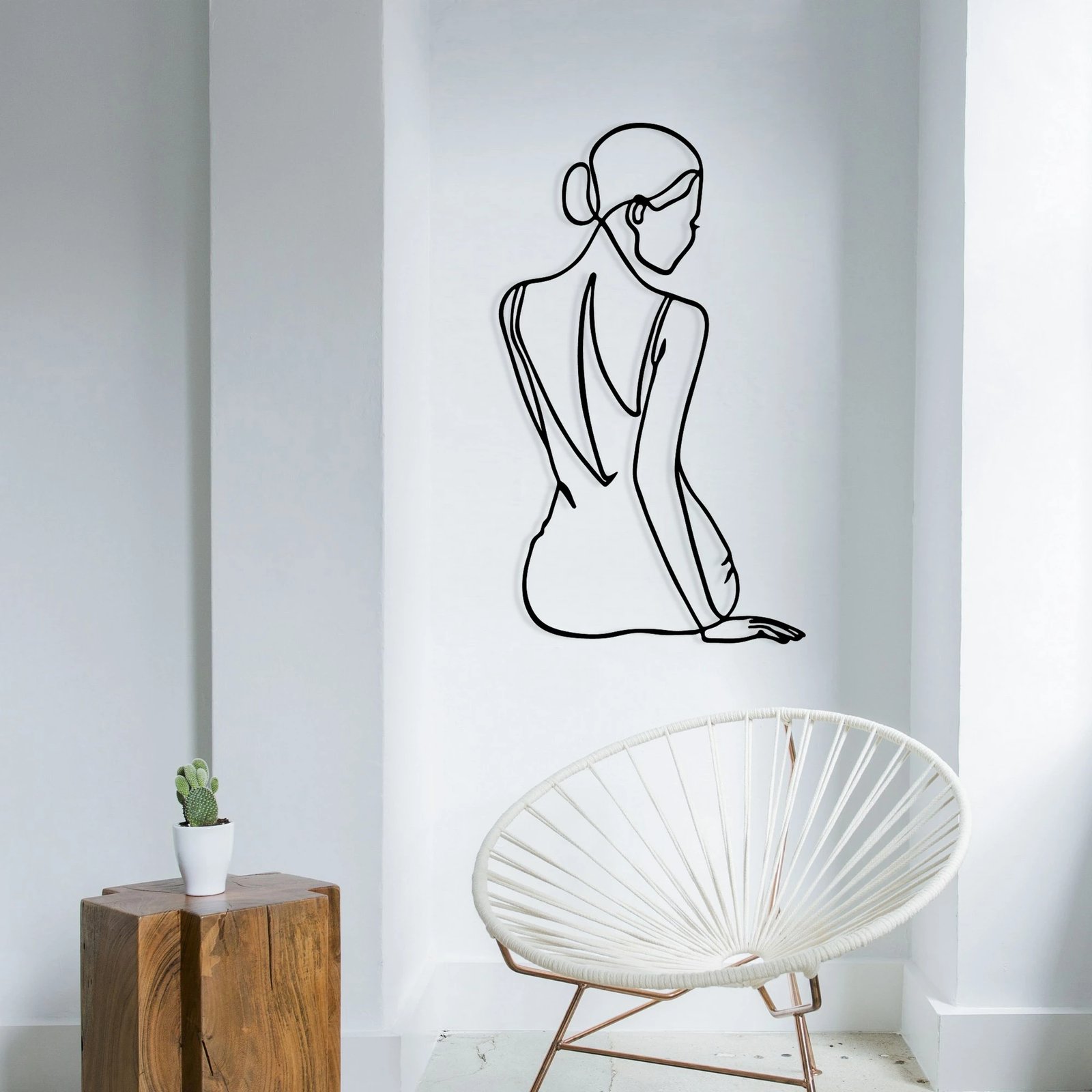 Aksesor dekorativ muri prej metali Wallity, Belleza, ngjyrë e zezë, 38x65cm