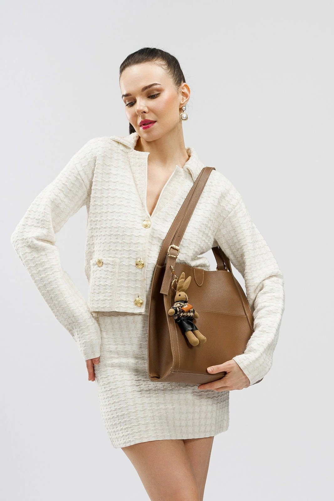 Çantë tote Lucky Bees, ngjyrë mink, 352