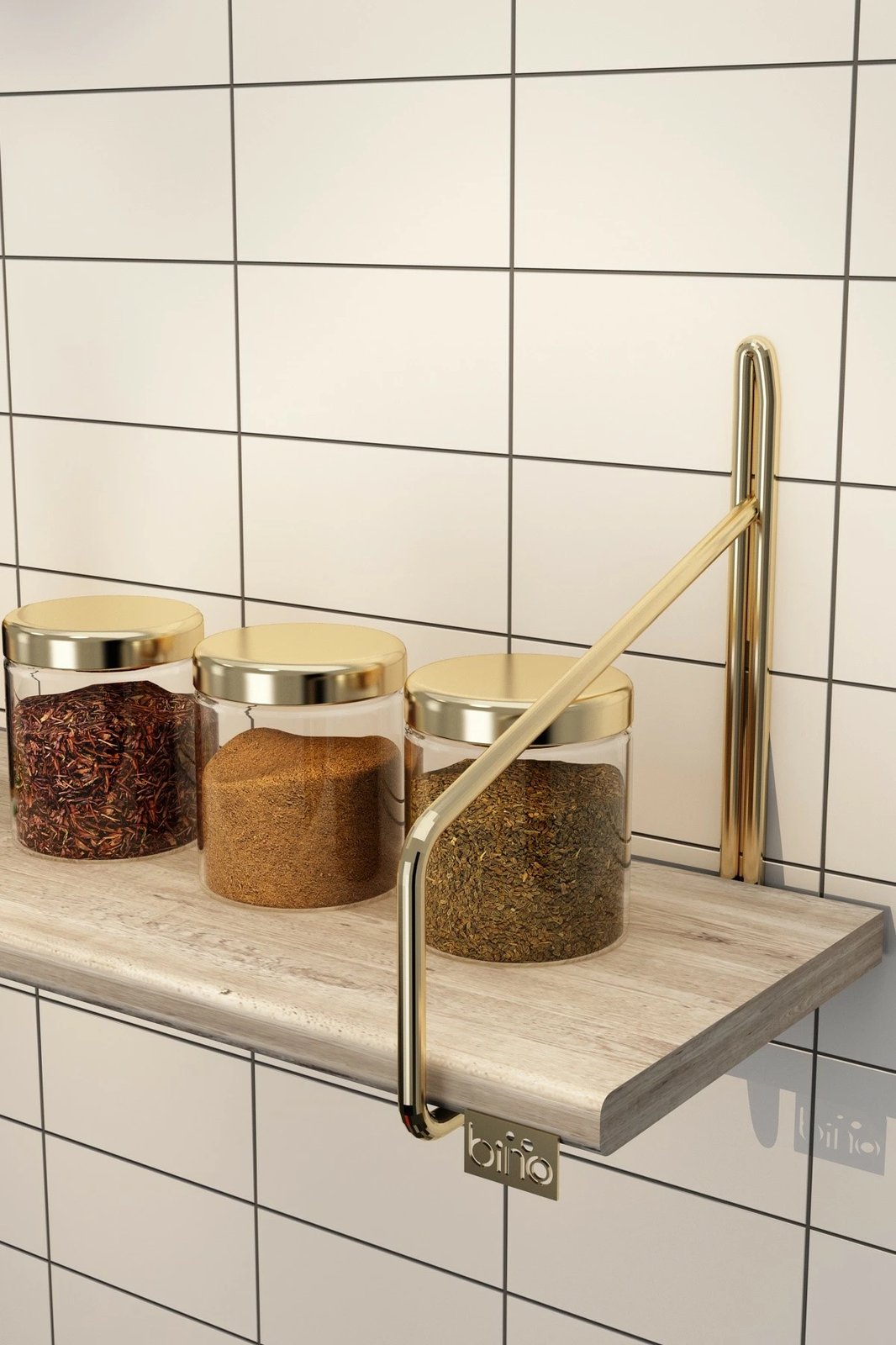 Raft muri Hanah Home, 60 cm, ngjyrë ari dhe kafe, ekstra i gjatë