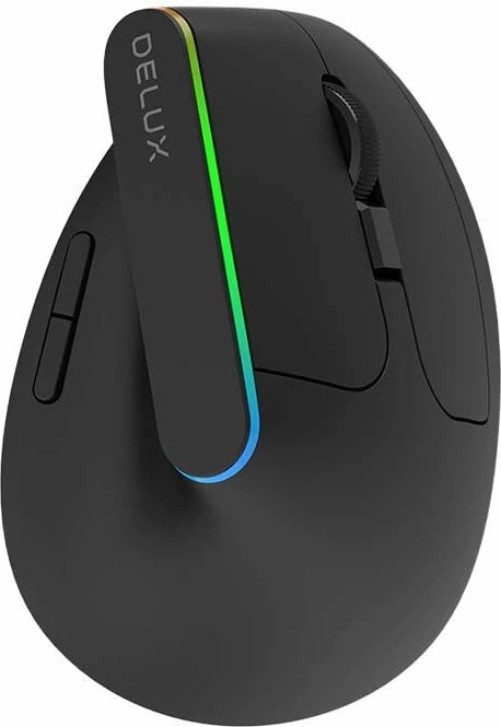 Maus vertikal Delux M618DB, wireless, RGB, 4000 DPI, i zi
