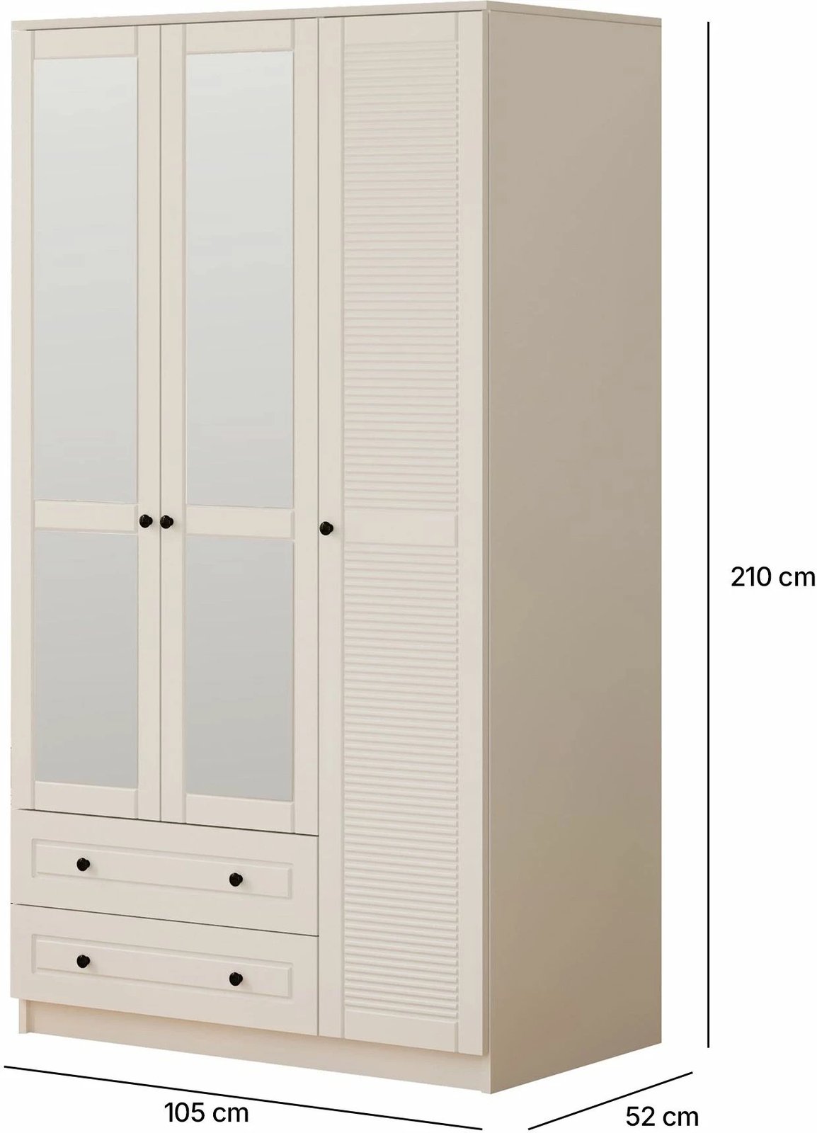 Dollap rrobash Skye Decor, ngjyrë e bardhë mat, Rb-062-02