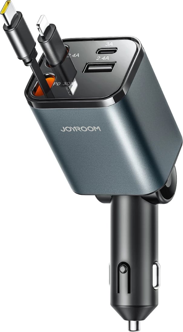 Karikues veture Joyroom JR-CCL05 4-në-1, 30W, me 2 kabllo të tërheqshme, Gri e errët
