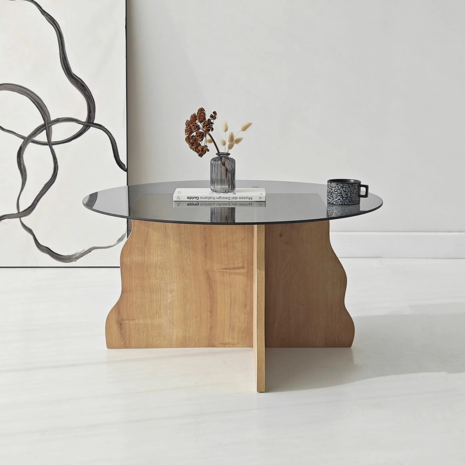 Tavolinë kafeje Skye Decor, Butterfly, ngjyrë lis safir, fume