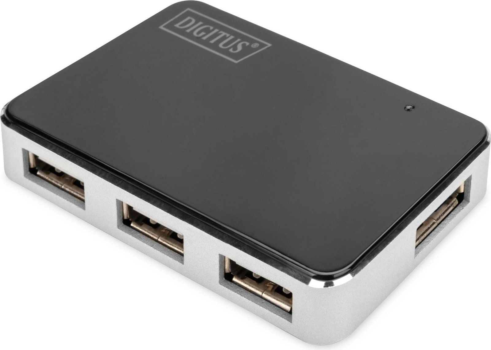 Hub USB Digitus, 4 Porta, USB 2.0, 480 Mbit/s, Ngjyrë e zezë, Argjend