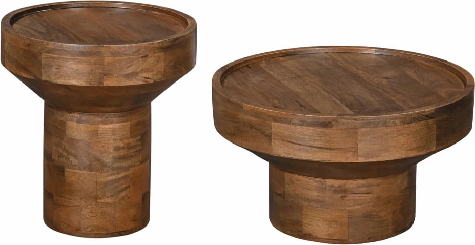 Tavolinë kafeje Dubai, dru mango, ngjyrë arre, 70x70x40 cm