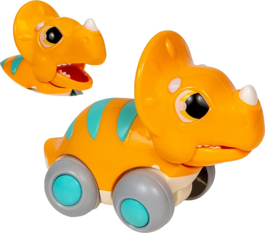 Lodër dinosauri me rrota Smily Play E7968D, plastikë, krem, portokalli, gri, tyrkiz