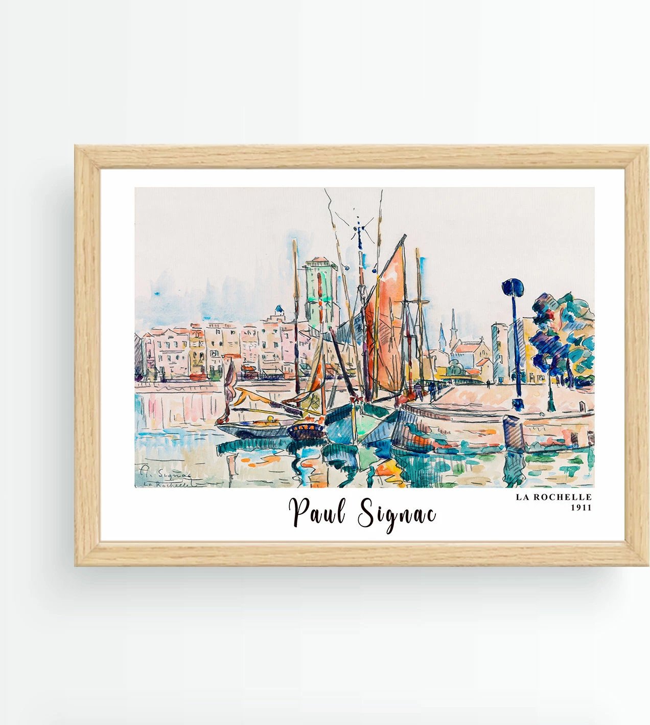 Pikturë dekorative me kornizë, La Rochelle nga Paul Signac, shumëngjyrëshe, 35x45cm
