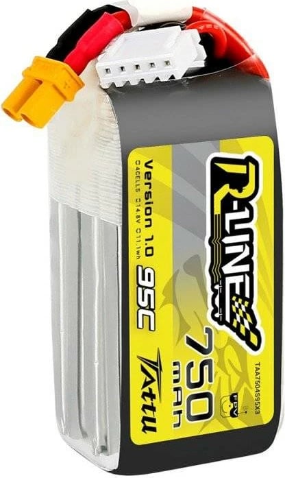 Bateri LiPo Tattu R-Line 750mAh 14.8V 95C 4S1P XT30