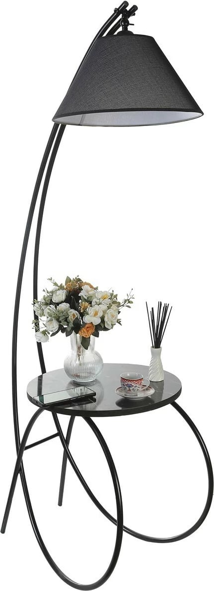 Llambë dyshemeje Opviq, e zezë, me tavolinë, 8847-1