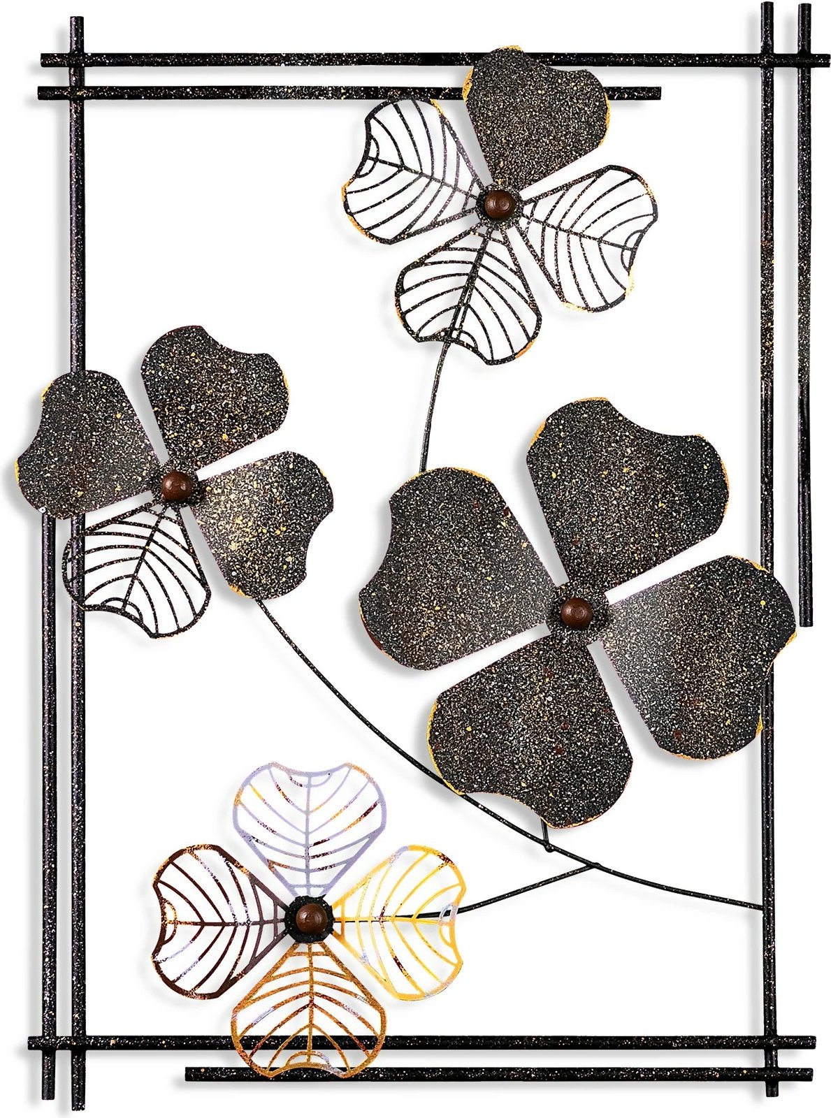 Aksesor dekorativ metalik për mur, Wallity, Weinan 2, shumëngjyrësh, 50x70x4cm