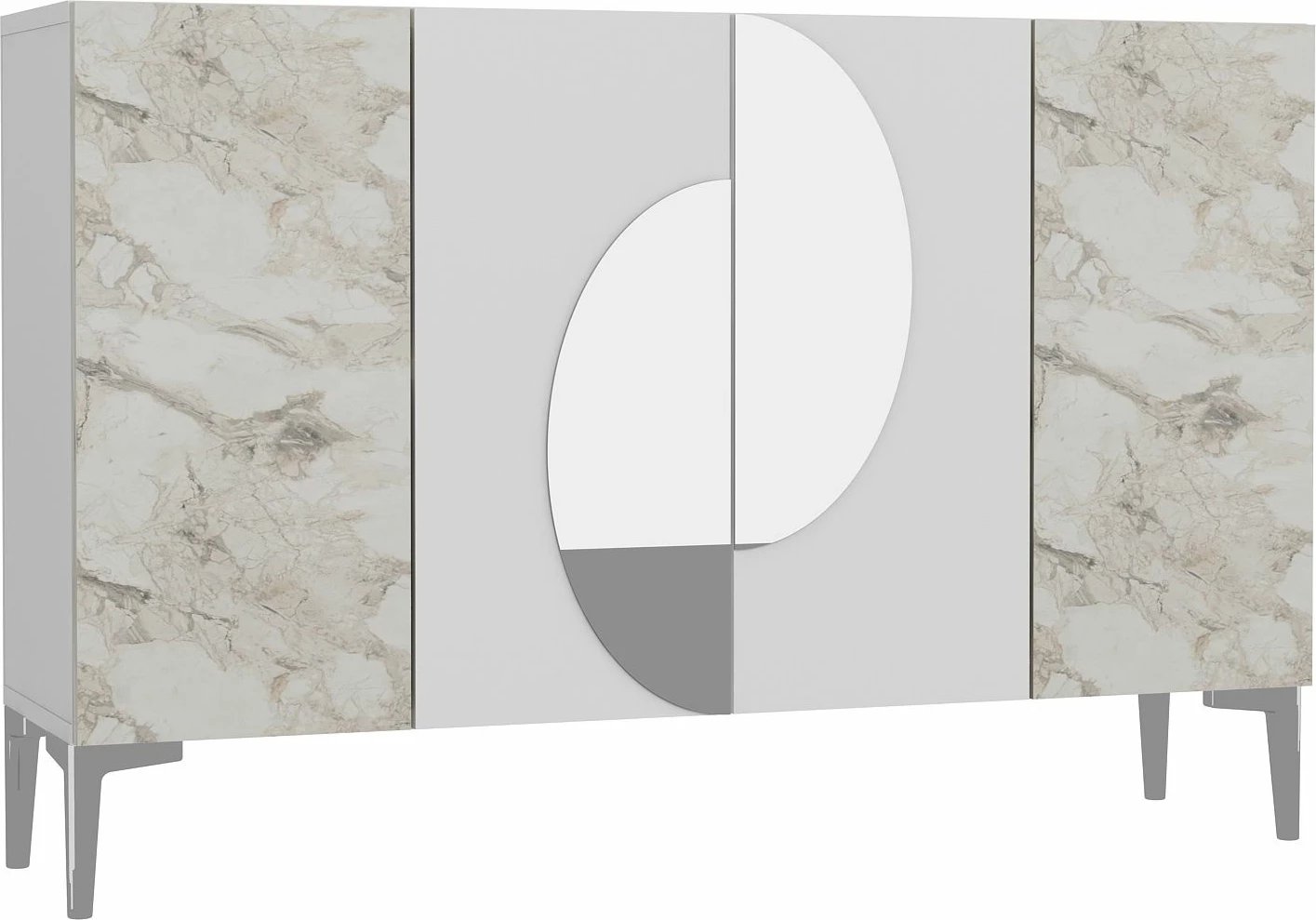 Konsol Skye Decor, Afra KM120, e bardhë, argjend, mermer Ephesus