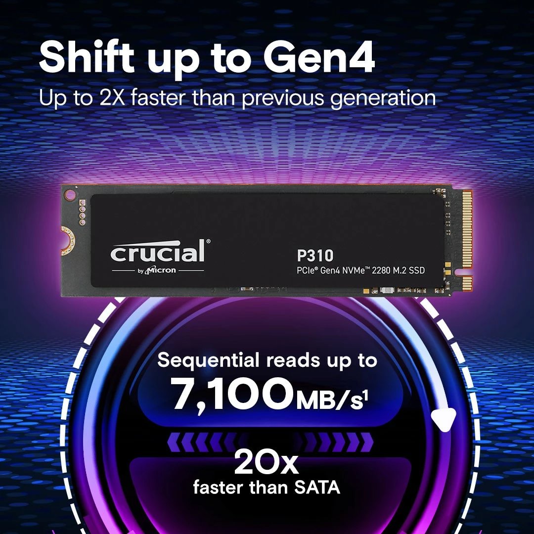 SSD Crucial P310, 1TB, M.2 2280, PCIe 4.0 NVMe