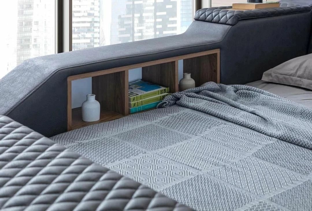 Krevat dopio me funksione smart, ngjyrë e zezë, Skye Decor Escape