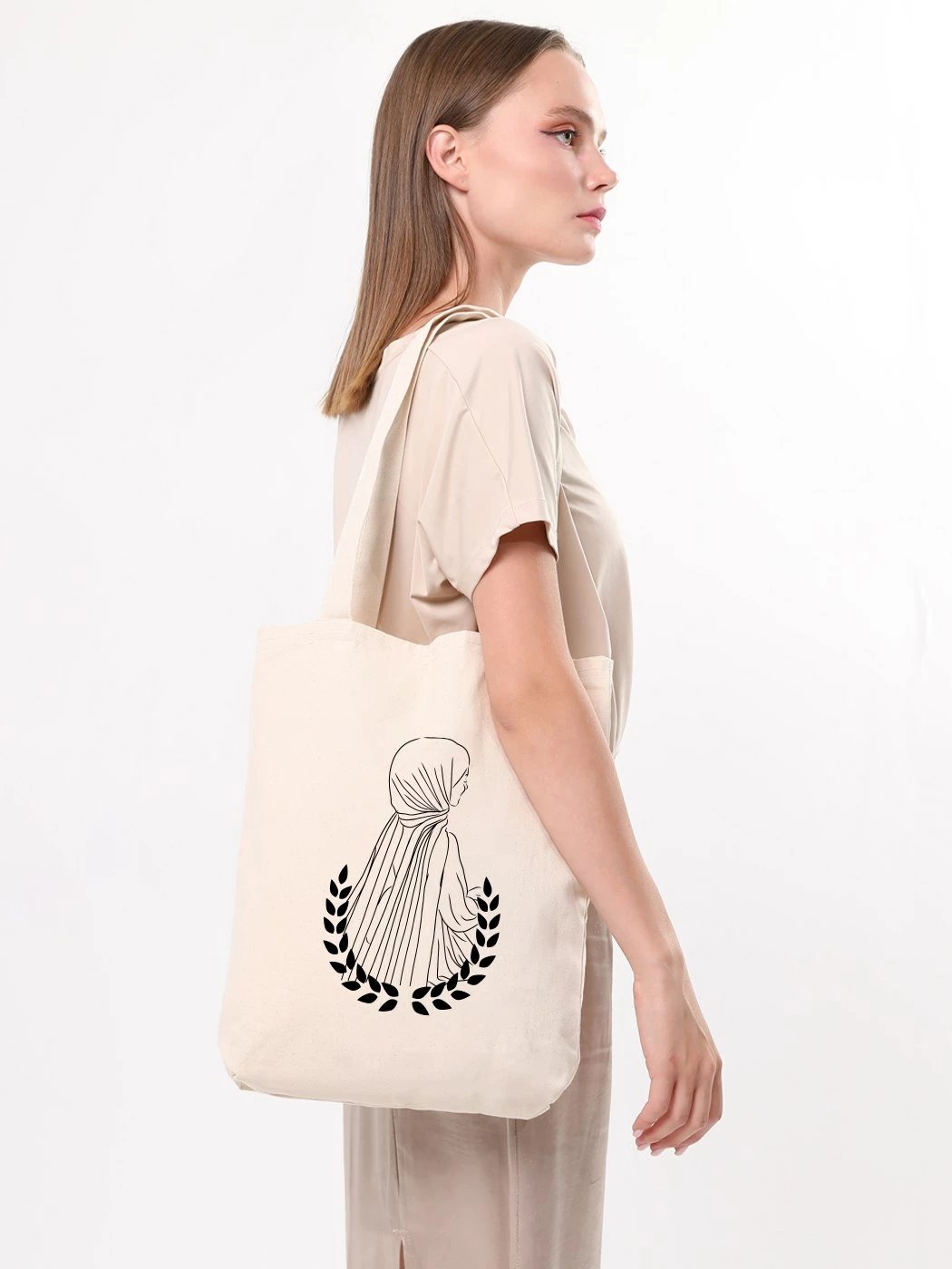 Çantë tote Zoozie Bags, krem, 35x40x8cm