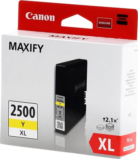 Kartrixh bojë, Canon, PGI-2500XLY 9267B001, 19.3 ml 1520 faqe, XL, e verdhë