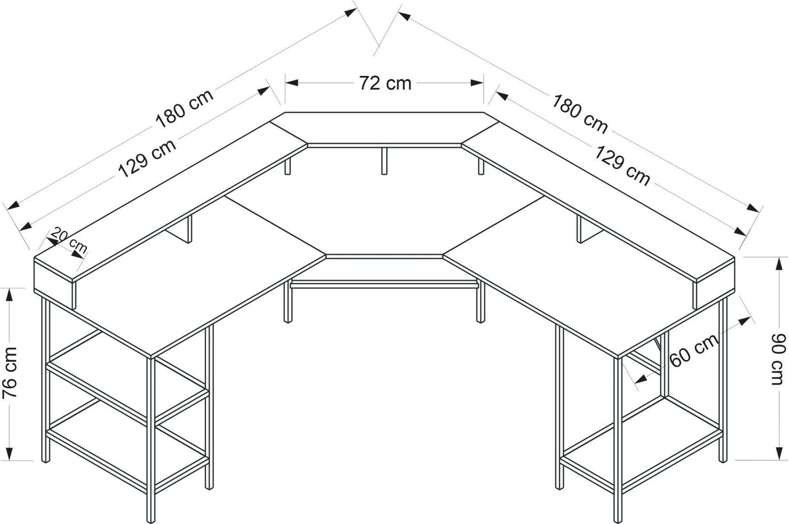 Tavolinë pune për studim, ngjyrë e zezë, Skye Decor, Power