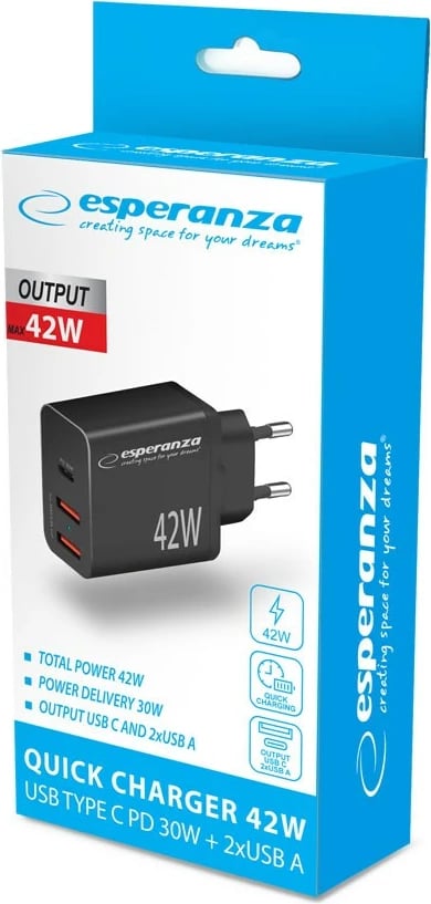 Karikues kryesor Esperanza EZC106K, 42W, i zi