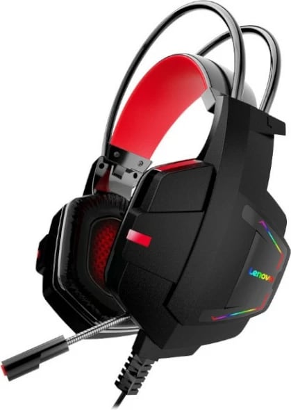 Kufje gaming Lenovo HU85 me mikrofon, RGB, të zeza