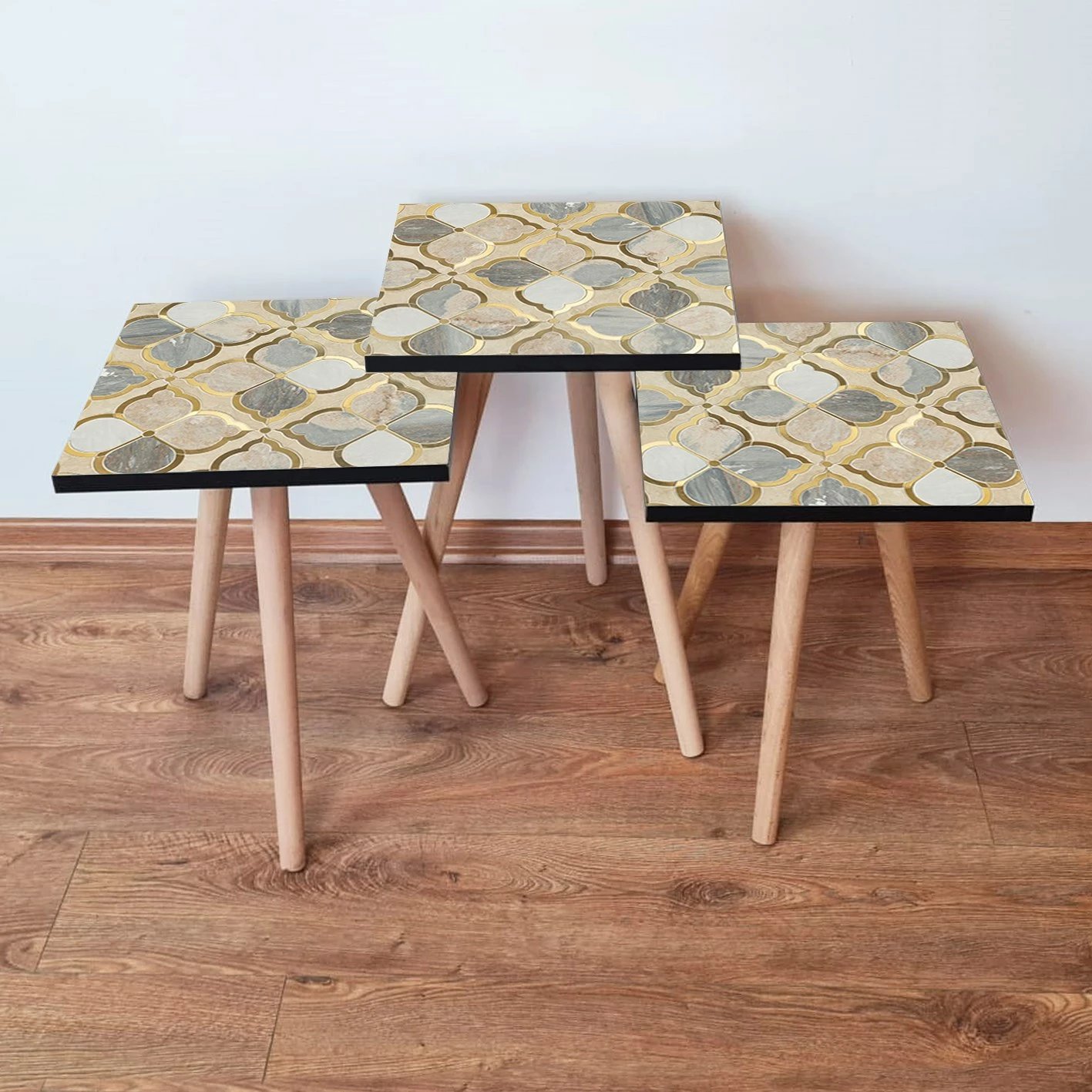 Set tavolinash ndihmëse të vendosshme, Skye Decor, 3Shp136, bezhë, 3 copë