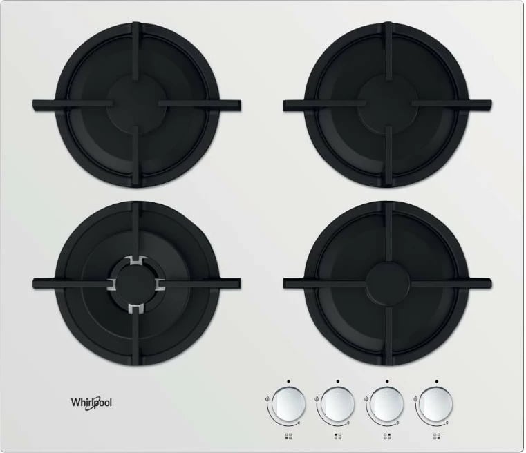 Pllakë gazi Whirlpool AKT625WH, 4 zona, xham, e bardhë