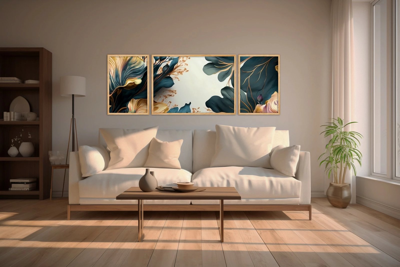 Pikturë dekorative me kornizë MDF (3 copë), Wallity, Huhu310, 50x140