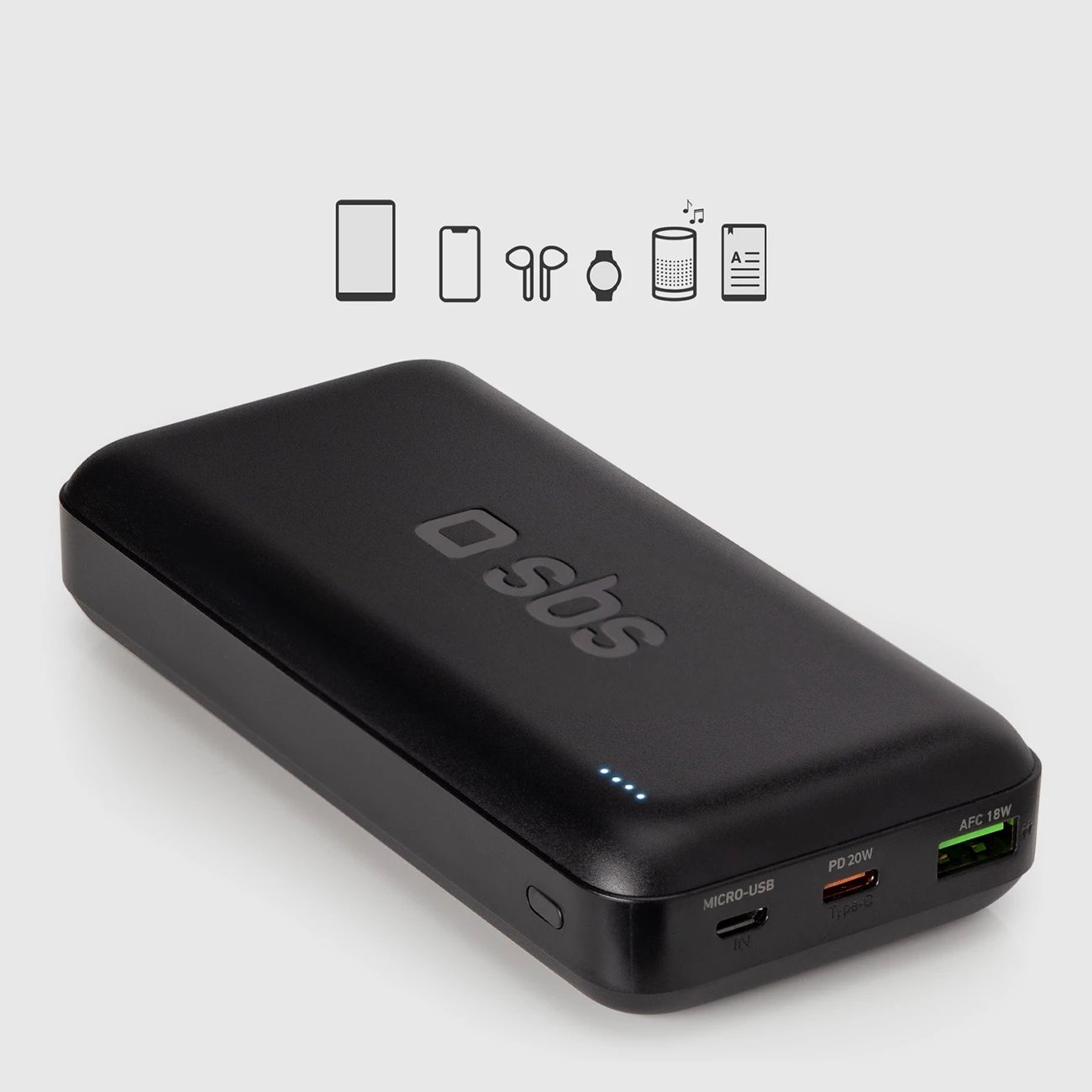 Powerbank SBS TTBB20000PD20K 20000 mAh, 20W PD, USB-C/USB-A/Micro-USB, e zezë