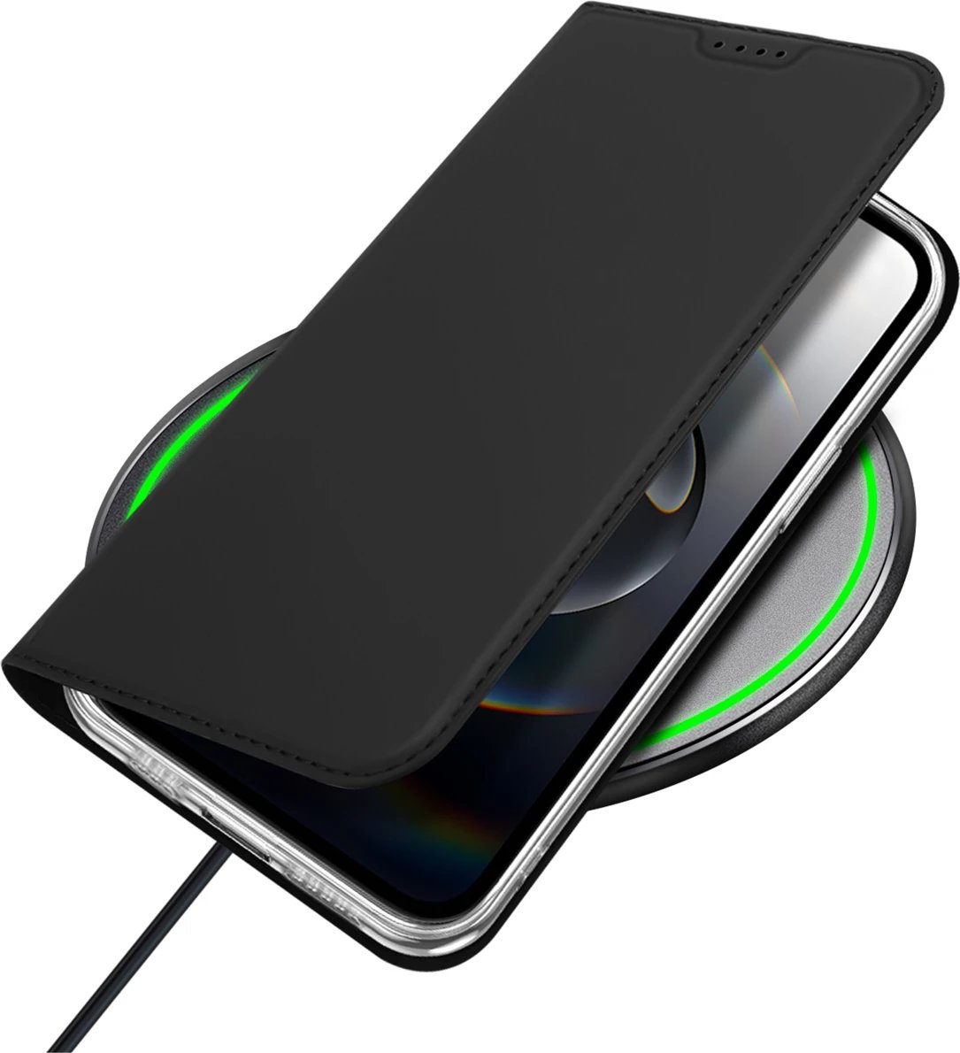 Mbështjellës Dux Ducis Skin Pro për iPhone 16e, me xhep për kartela, me kapak, e zezë
