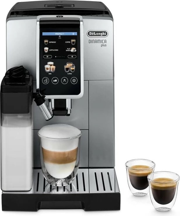 Aparat kafeje DeLonghi Dinamica ECAM 380.85.SB, automatik, 1.8L, ngjyrë e zezë/argjendtë