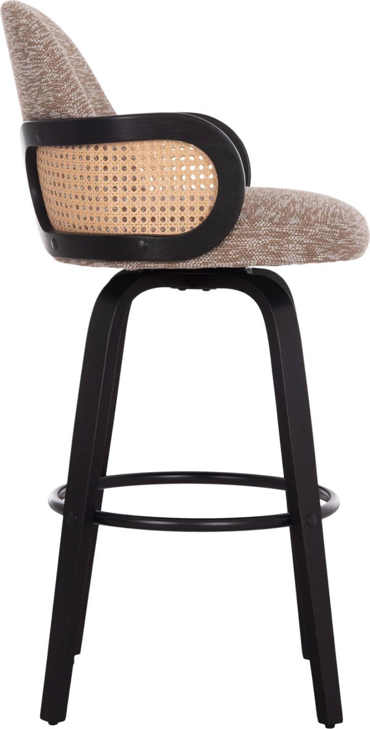 Karrige për bar rrotulluese BECKER, dru i zi, stof kafe, set 2 copë, FH18251.03, 50x52x100cm