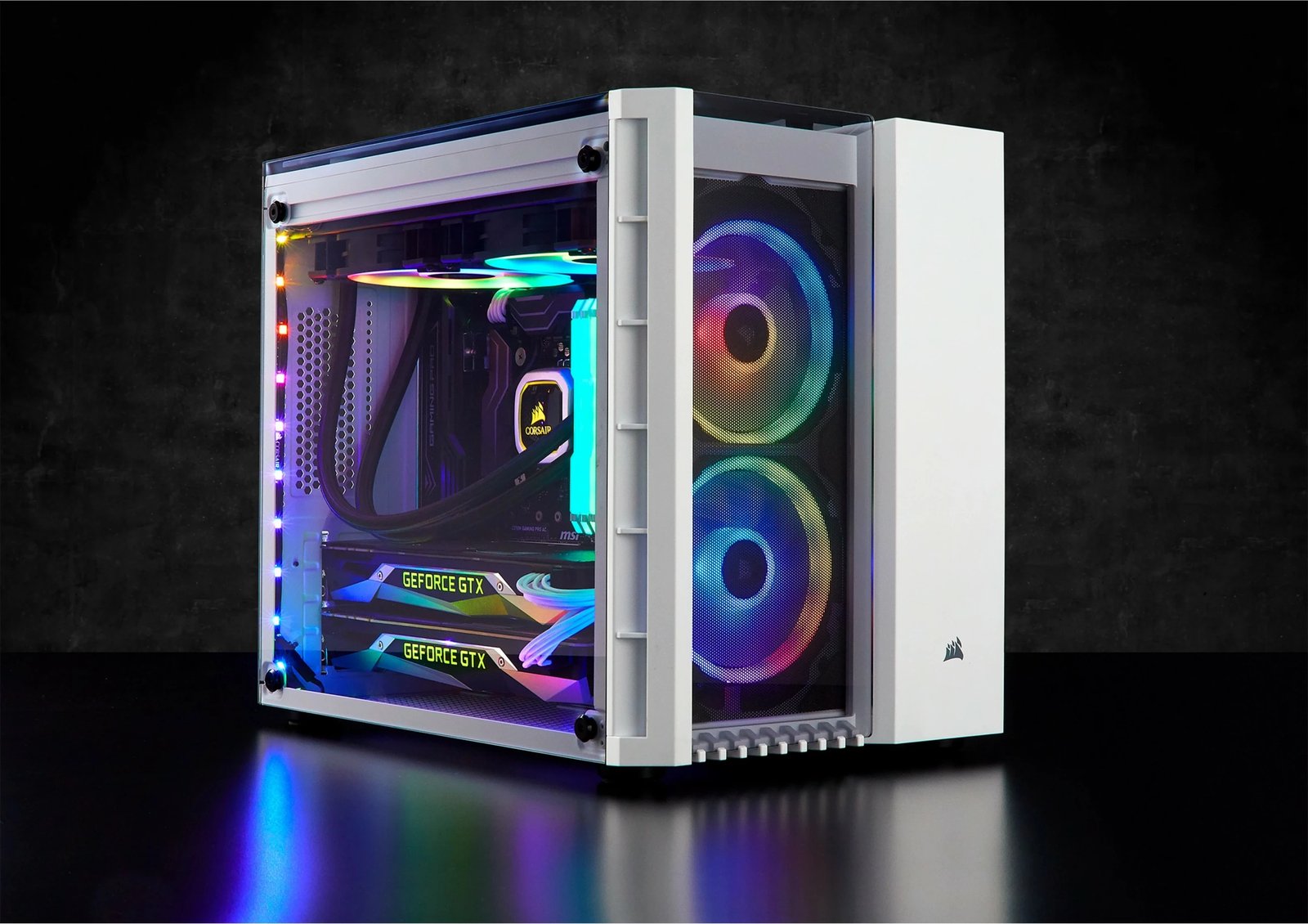 Kasë Corsair Crystal 280X, micro ATX, xham i temperuar, e bardhë Kasë Corsair Crystal 280X, micro ATX, xham i temperuar, e bardhë
