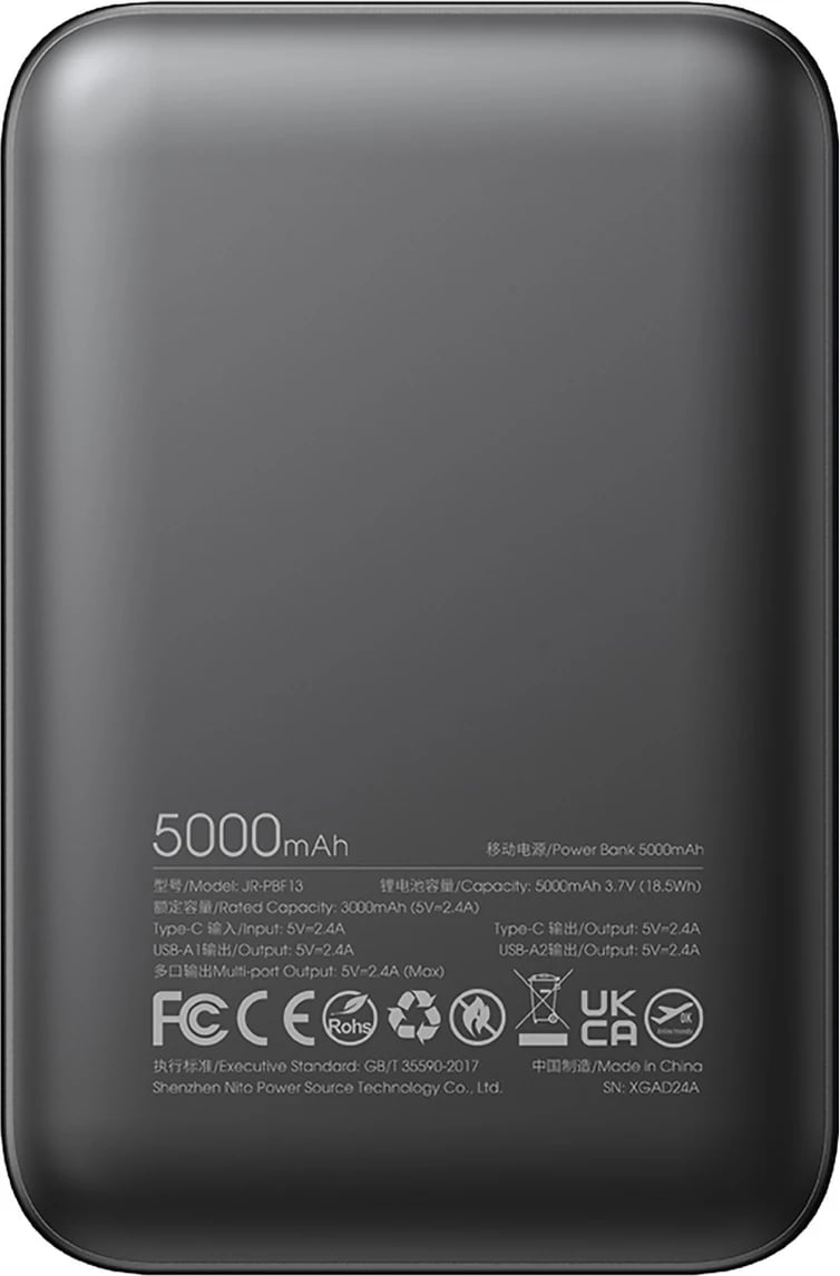 Powerbank Joyroom JR-PBF13, 5000mAh, 2x USB-A, 1x USB-C, e zezë Powerbank Joyroom JR-PBF13, 5000mAh, 2x USB-A, 1x USB-C, e zezë