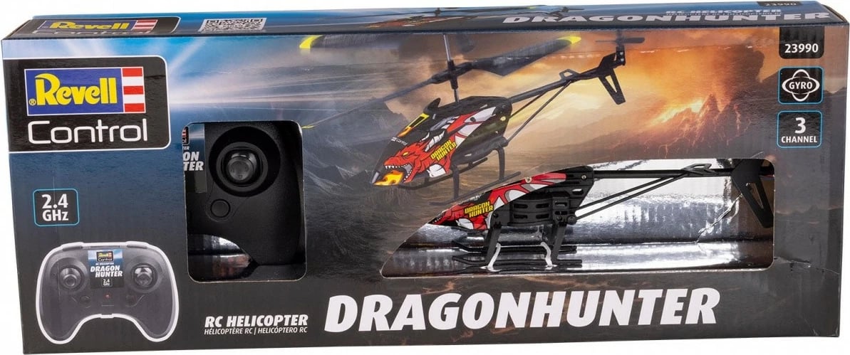 Helikopter RC Revell Dragonhunter, 12 x 4 x 21 cm, i zi/e kuqe/e verdhë