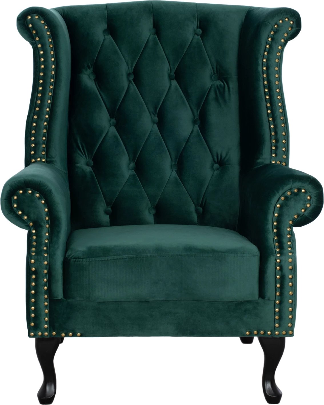 Fotelje Polina, kadife ngjyrë selvi, stil Chesterfield, FH0053.03