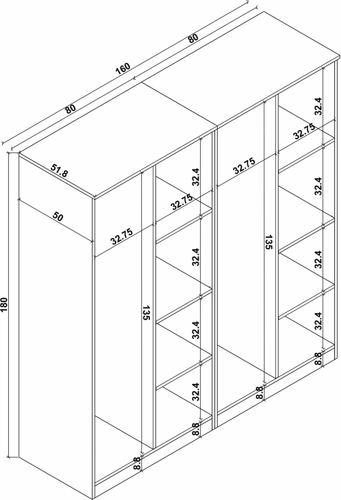 Dollap Skye Decor, ngjyrë Atlantic Pine, Kardelen 1600-115