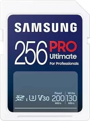 Kartë SD Pro Ultimate, Samsung, MB-SY256S/WW, 256GB, SDXC UHS-I U3 V30, lexim 200MB/s shkrim 130MB/s