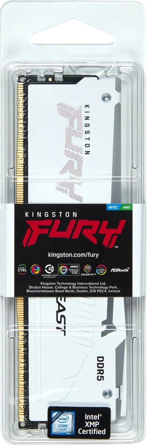 RAM Memorje Kingston FURY Beast 32GB DDR5 5600MT/s CL36 RGB bardhë