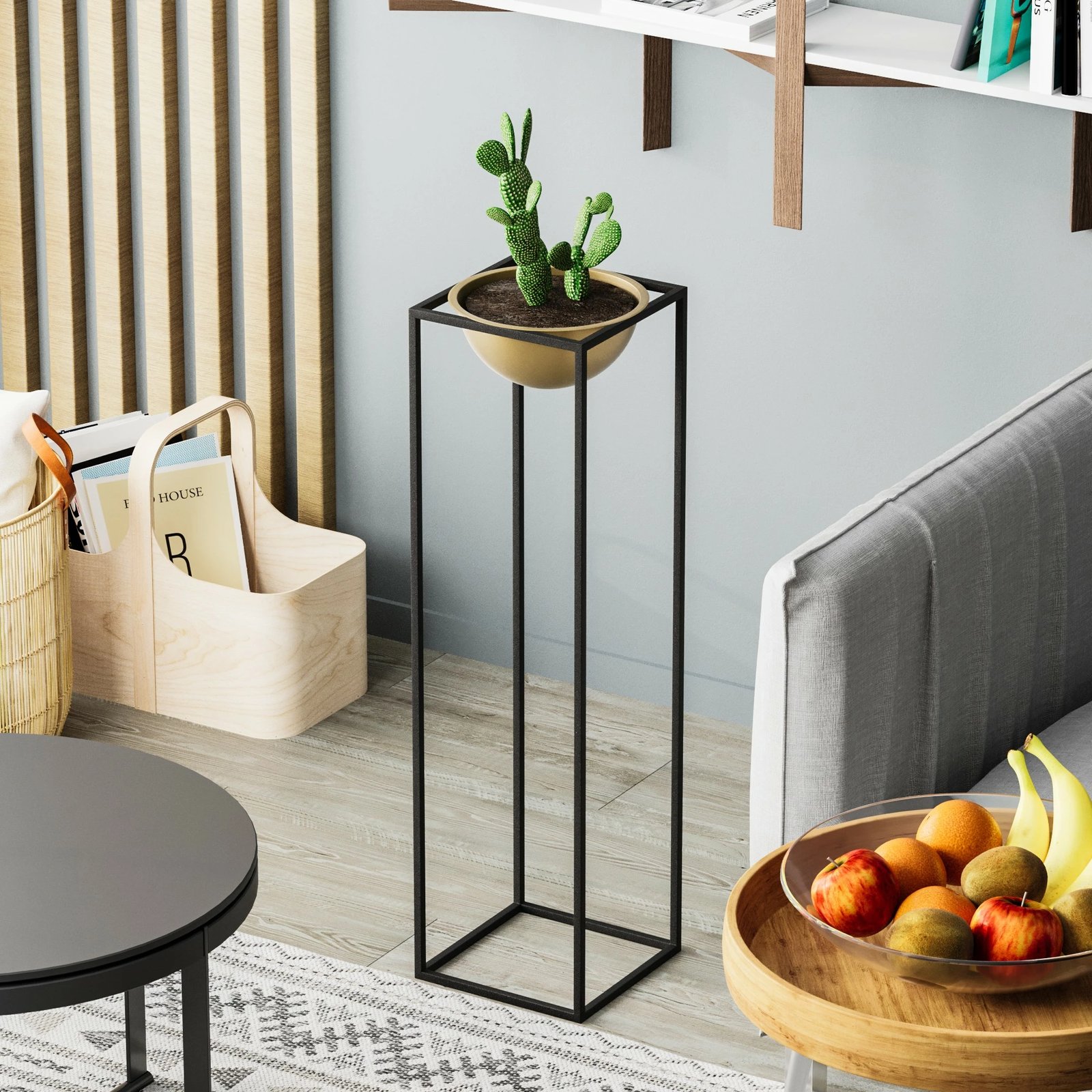 Vazo dekorative, Evila Originals, GED-020-A, e zezë dhe e artë, 28x80x28cm