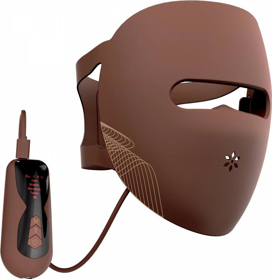Maskë LED fytyrë & qafë, Garett Beauty Skin Ritual, 4 spektra (660/850/525/590 nm), kontrollues me ekran, IPX6, bateri rikarikueshme, set 2 pjesë, kafe