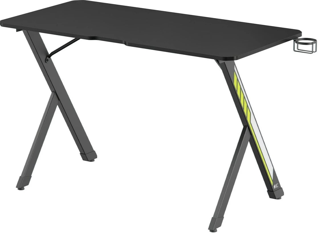 Tavolinë gaming, Maclean NanoRS RS101, 120x60x75 cm, ngarkesë 75 kg, me mbajtës kufjesh dhe gote, e zezë