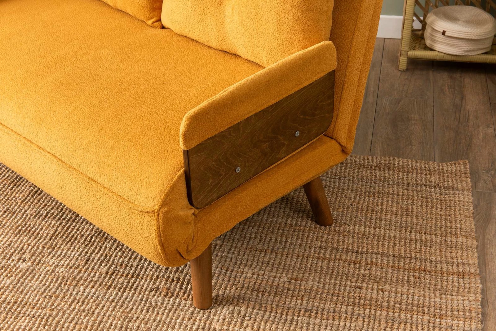 Divan-krevat dy vendësh, Cosmo, ngjyrë mustard, Atelier del Sofa