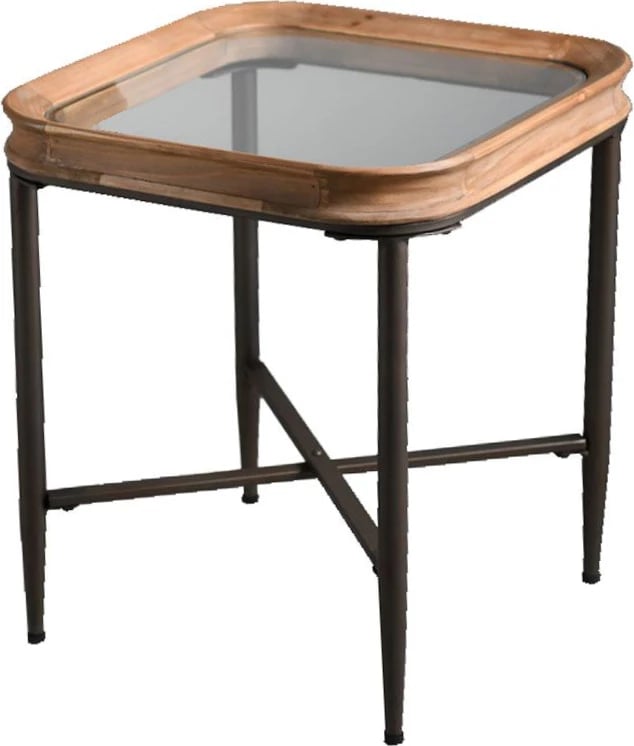 Tavolinë anësore Marais, natyrale e zezë, 45x45x51.5