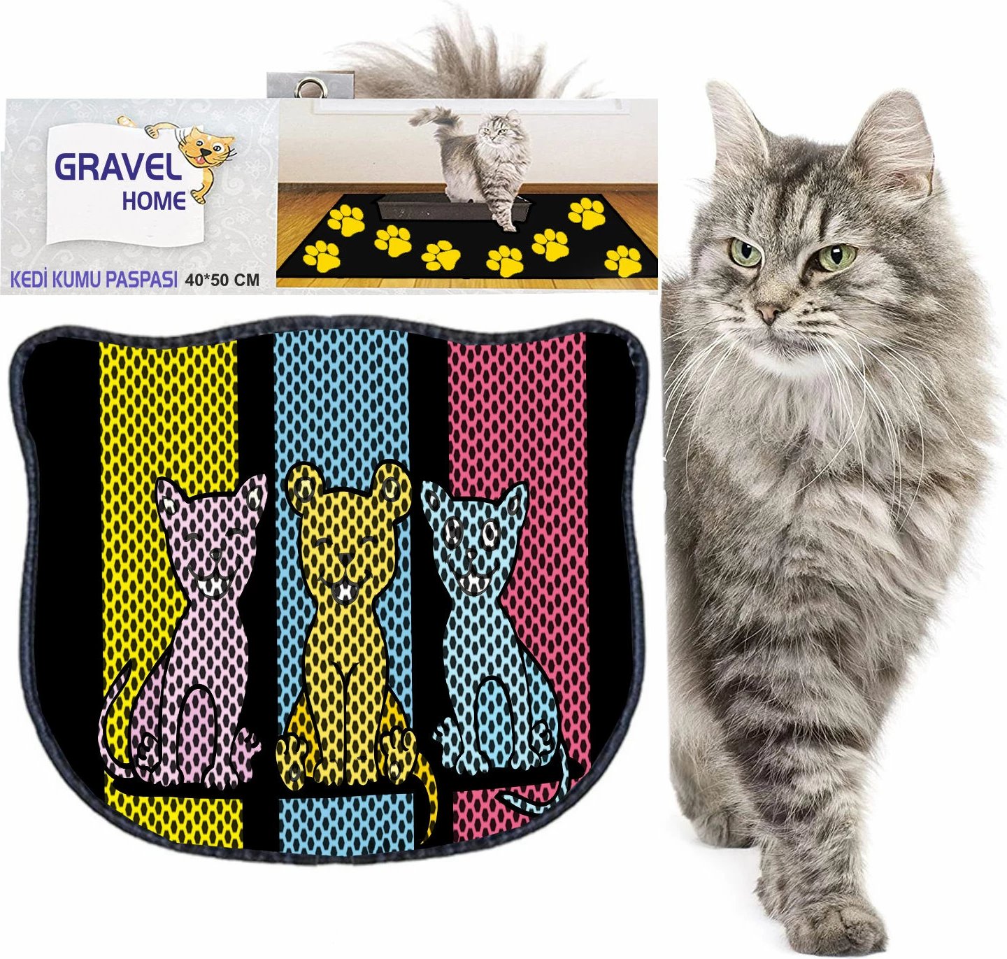 Tapet për rërë mace, shumëngjyrësh, Paws & Whiskers, Kdkafa0005, 40x50cm