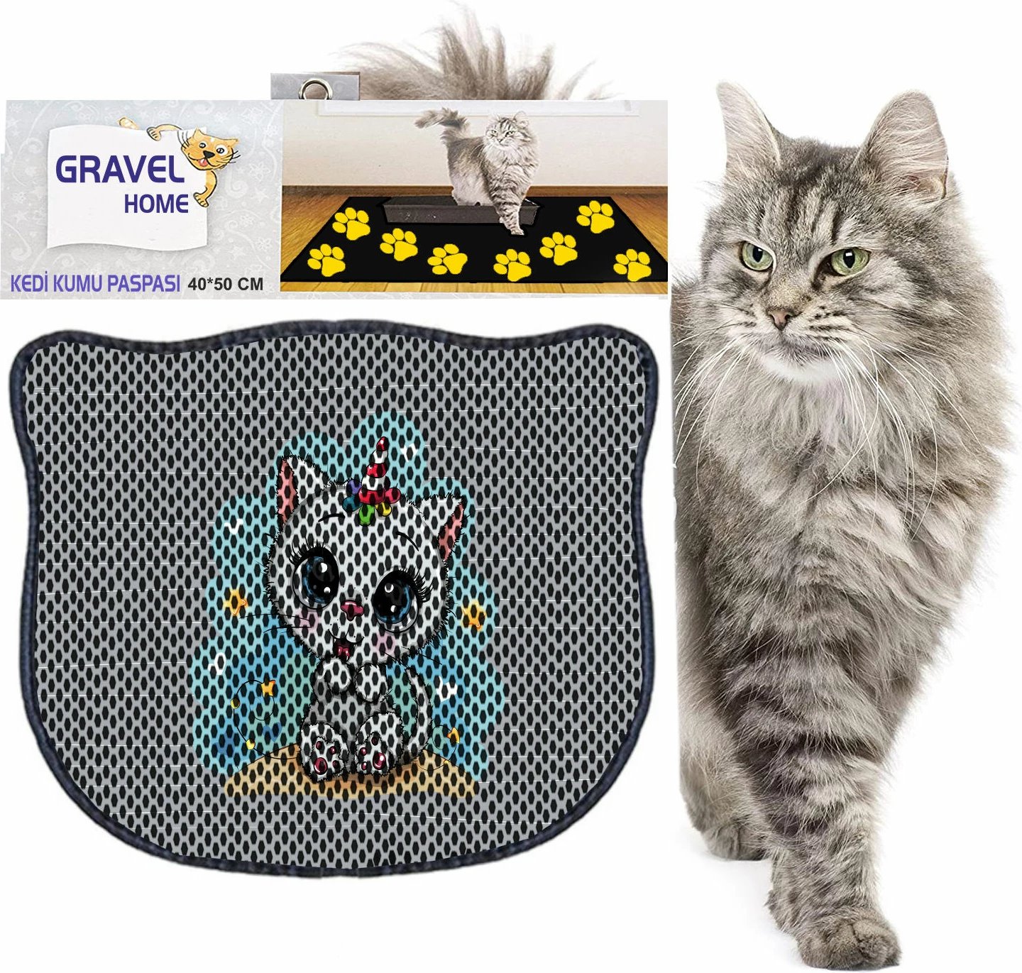 Tapet për rërë mace, shumëngjyrësh, Paws & Whiskers, Kdkafa0036, 40x50cm