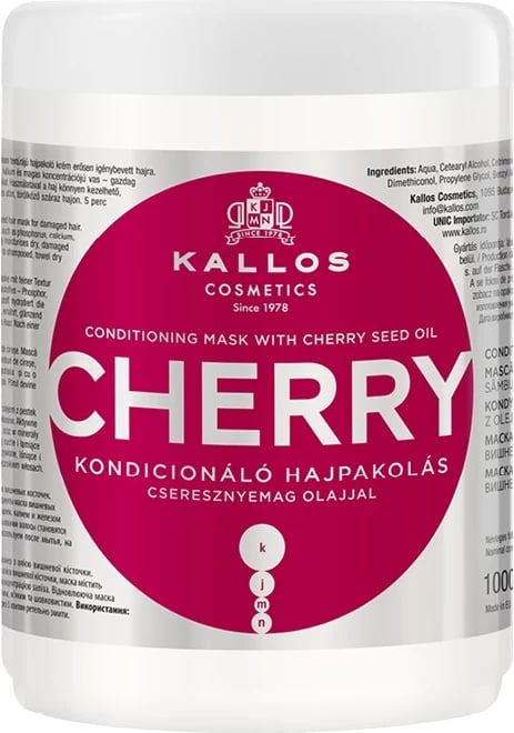 Maskë për flokë Kallos KJMN Cherry Conditioning, për femra, 1000ml